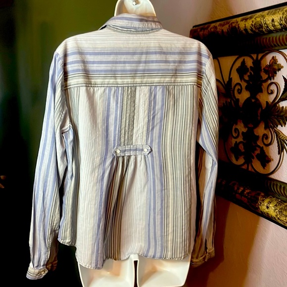 Tommy Hilfiger Women's Blue/Periwinkle Striped Long Sleeve Button-Up Shirt XL - Picture 7 of 12